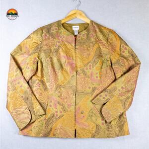 Chico's Kimino Jacket Multicolor Embroidered Floral Long Sleeve Women's Size 2